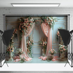 Lofaris Luxury White Wall Curtain Floral Wedding Backdrop