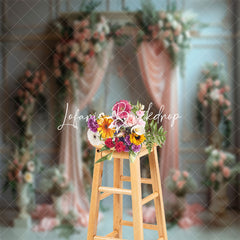 Lofaris Luxury White Wall Curtain Floral Wedding Backdrop