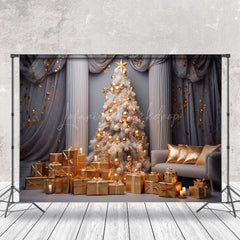 Lofaris Luxury White Wall Curtain Trees Christmas Backdrop