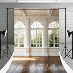 Lofaris Luxury White Wall Window Wood Floor Sweep Backdrop