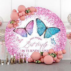 Lofaris Magic Butterfly Is Turning 1 Birthday Round Backdrop