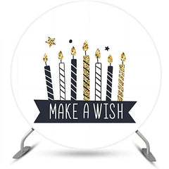 Lofaris Make A Wish Black Candles Round Birthday Backdrop