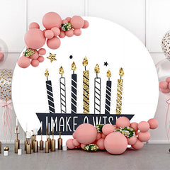 Lofaris Make A Wish Black Candles Round Birthday Backdrop