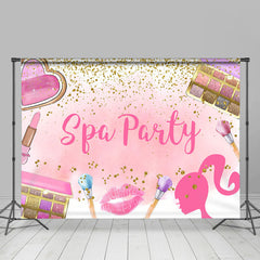 Lofaris Makeups Gold Glitter Pink Spa Party Backdrop For Girls