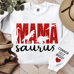 Lofaris Mama Saurus Glitter Gift For Mom Custom Sweatshirt