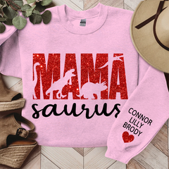 Lofaris Mama Saurus Glitter Gift For Mom Custom Sweatshirt