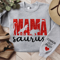 Lofaris Mama Saurus Glitter Gift For Mom Custom Sweatshirt