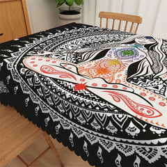 Lofaris Mandala Artistic Women Pattern Black Dining Tablecloth