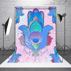 Lofaris Mandala Blue Gradient Hamasa Hand Party Backdrop