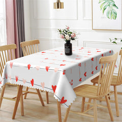 Lofaris Many Strings Of Red Heart White Rectangle Tablecloth