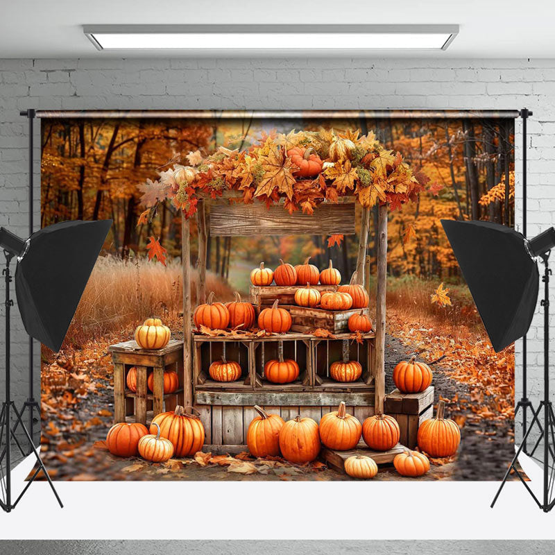 Lofaris Maple Grove Pumpkins Autumn Thanksgiving Backdrop