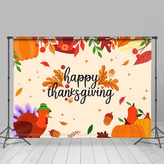 Lofaris Maple Leaf Autumn Turkey Happy Thanksgiving Backdrop