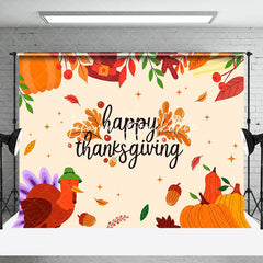 Lofaris Maple Leaf Autumn Turkey Happy Thanksgiving Backdrop