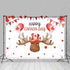 Lofaris Maple Leaf Balloon Antlers Happy Canada Day Backdrop