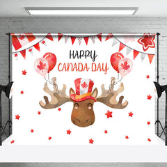 Lofaris Maple Leaf Balloon Antlers Happy Canada Day Backdrop