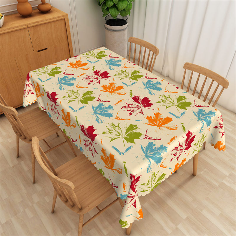 Lofaris Maple Leaf Patterns Colorful Rectangle Tablecloth