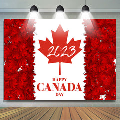 Lofaris Maple Leaves And White Happy 2023 Canada Day Backdrop