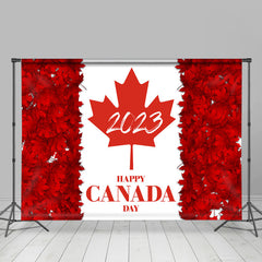 Lofaris Maple Leaves And White Happy 2023 Canada Day Backdrop