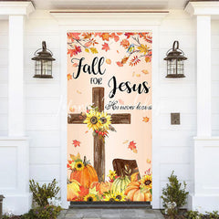 Lofaris Maple Leaves Fall For Jesus Thanksgiving Door Cover