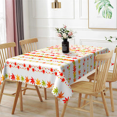 Lofaris Maple Leaves Pattern White Rectangle Tablecloth