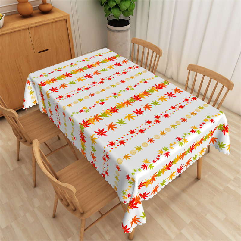 Lofaris Maple Leaves Pattern White Rectangle Tablecloth