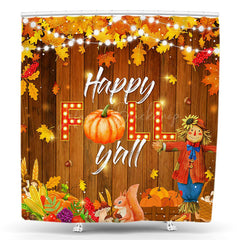 Lofaris Maple Leaves Wooden Happy Fall Yall Shower Curtain