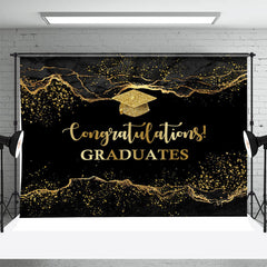 Lofaris Marble Glitter Black And Gold Graduation Backdrop