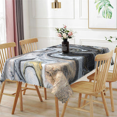 Lofaris Marble Gray Gold Tablecloth for Rectangle Table