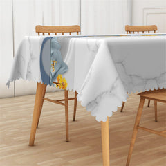 Lofaris Marble Texture Landscape Painting Fish Tablecloth