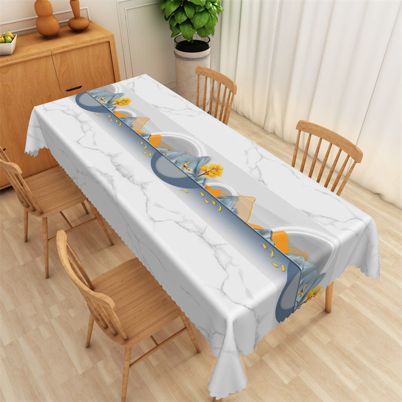 Lofaris Marble Texture Landscape Painting Fish Tablecloth