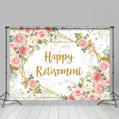 Lofaris Marbled Floral Glitter Happy Retirement Backdrop