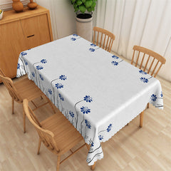 Lofaris Marginal Dark Blue Floret Leaf Rectangle Tablecloth