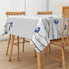 Lofaris Marginal Dark Blue Floret Leaf Rectangle Tablecloth