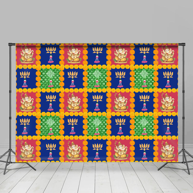 Lofaris Marigold Kolam Indian Traditional Festival Backdrop