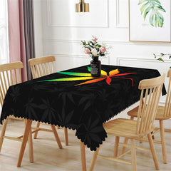 Lofaris Marijuana Leaf Gradient Iridescent Plant Tablecloth