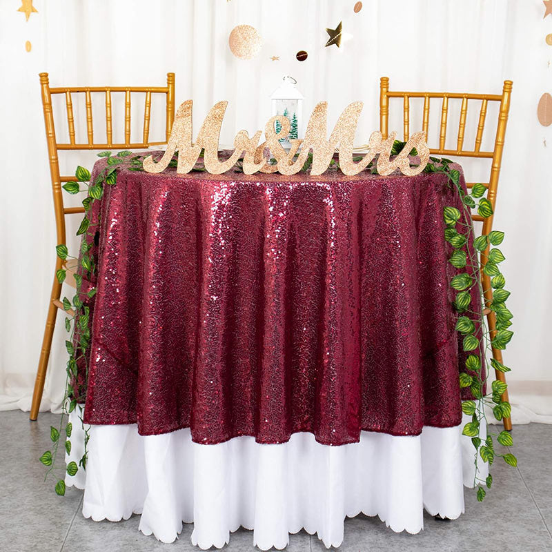 Lofaris Maroon Glitter Sequin Banquet Round Table Cover