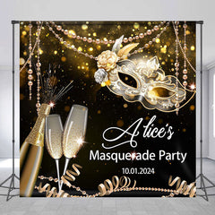 Lofaris Mask Black Gold Custom Masquerade Party Backdrop