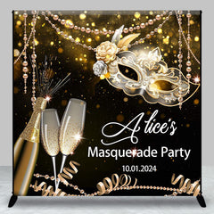 Lofaris Mask Black Gold Custom Masquerade Party Backdrop