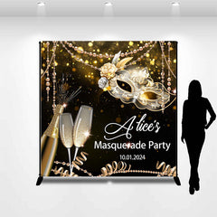 Lofaris Mask Black Gold Custom Masquerade Party Backdrop