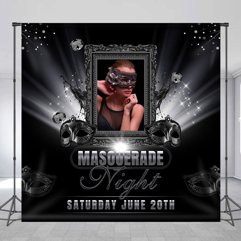 Lofaris Masquerade Night Diamond Black Custom Birthday Backdrop