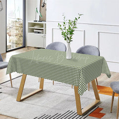 Lofaris Matcha Green White Dots Pattern Rectangle Tablecloth