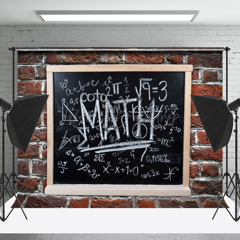 Lofaris Math Blackboard Brick Wall Back To School Backdrop