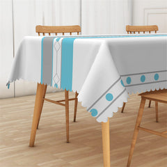 Lofaris Mediate Line Gary And Blue Home Kitchen Tablecloth