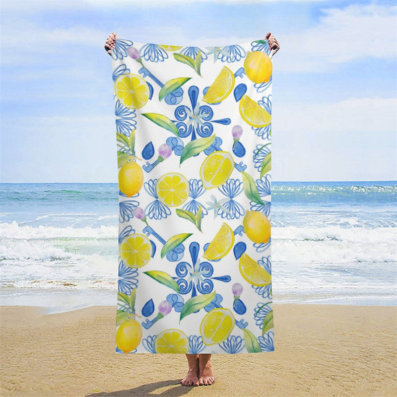 Lofaris Mediterranean Lemon Vintage Name Beach Towel For Gift