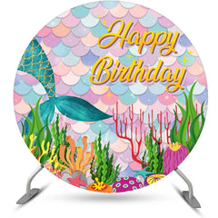 Lofaris Mermaid Colorful Scale Round Backdrop For Birthday