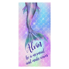 Lofaris Mermaid Custom Name Purple Beach Towel for Girls