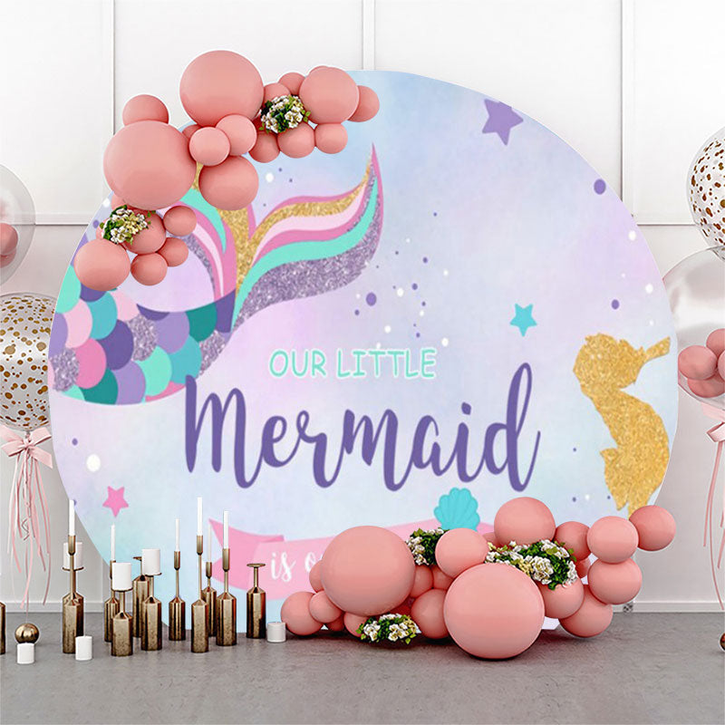 Lofaris Mermaid Is On The Way Baby Shower Round Backdrop