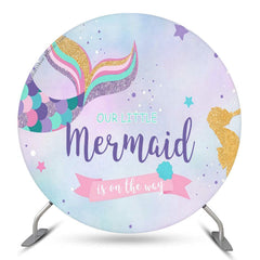 Lofaris Mermaid Is On The Way Baby Shower Round Backdrop