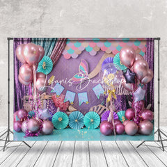 Lofaris Mermaid Scales Pink Balloons Cake Smash Backdrop