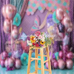 Lofaris Mermaid Scales Pink Balloons Cake Smash Backdrop